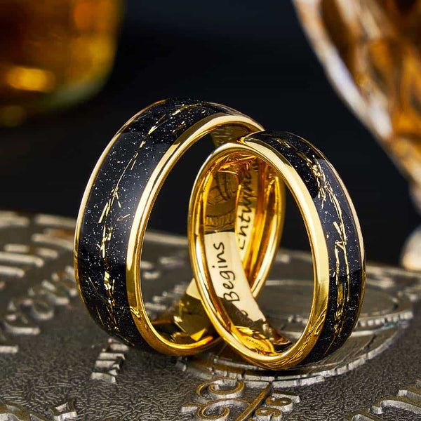 Wolfraam Ring Gouden met Goudfolie - Tijdgraveur