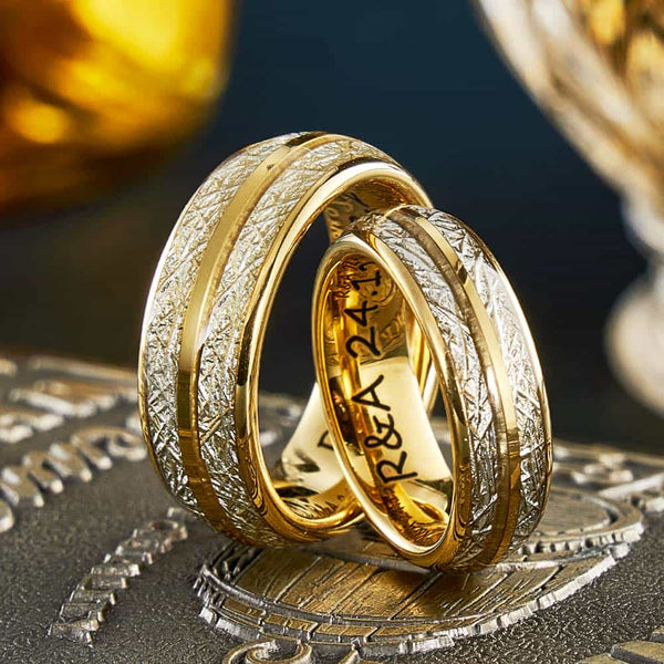 Wolfraam Ring Gouden met Meteorieten - Jaren Getuigen