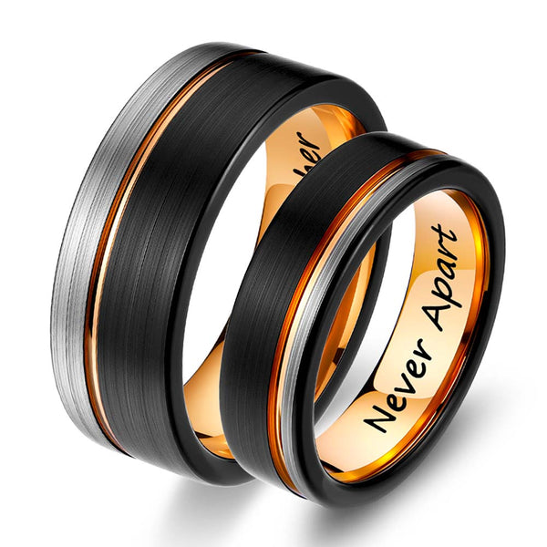 Driekleurige Geborstelde Wolfraam Ring - Eer