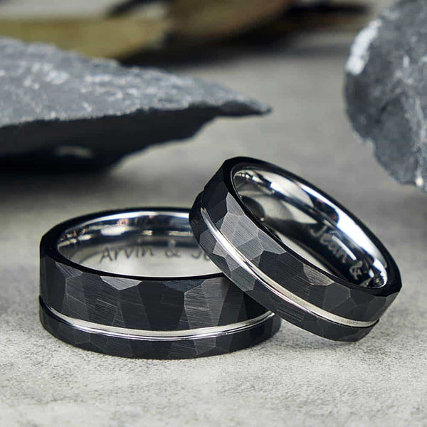 Gehamerde Wolfraam Carbide Ring - Bolwerk