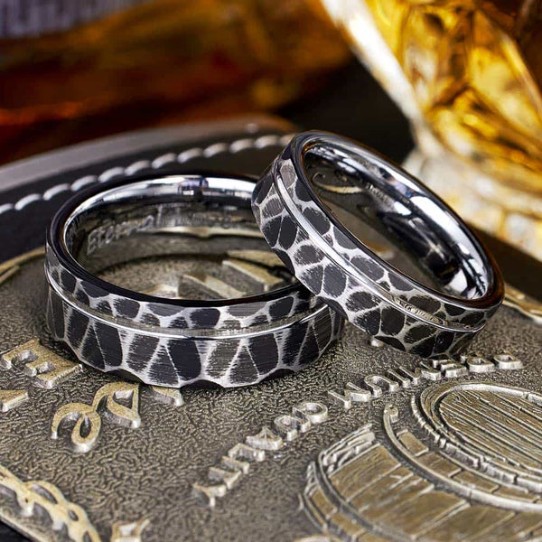 Gehamerde Wolfraam Carbide Ring Zwart - Leegte
