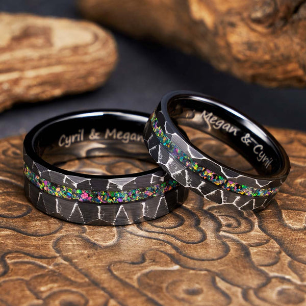 Gehamerde Wolfraam Carbide Ring Zwart  - Duistere Heester
