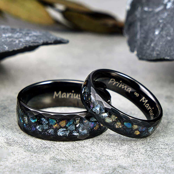 Zwart Wolfraam Ring met Opalen - Astraal Schouw
