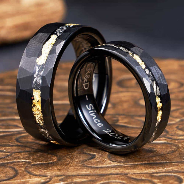 Gehamerde Wolfraam Ring Zwart - Scepter