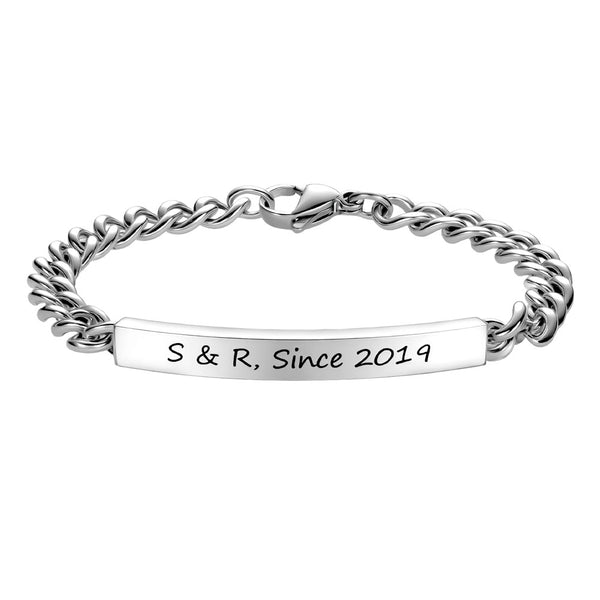 Gepersonaliseerde Zilver Schakel Armband voor Dames 4 mm | Gegraveerde Zilver Cubaanse Armband Vrouw met Naam - Remisia