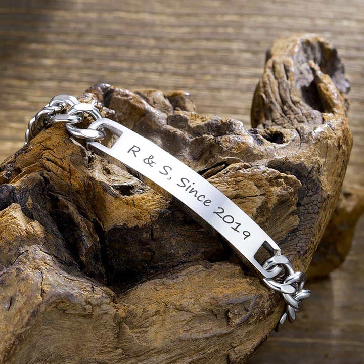 Gepersonaliseerde Zilver Schakel Armband voor Mannen 7 mm | Gegraveerde Zilver Cubaanse Armband Heren met Naam - Remisia