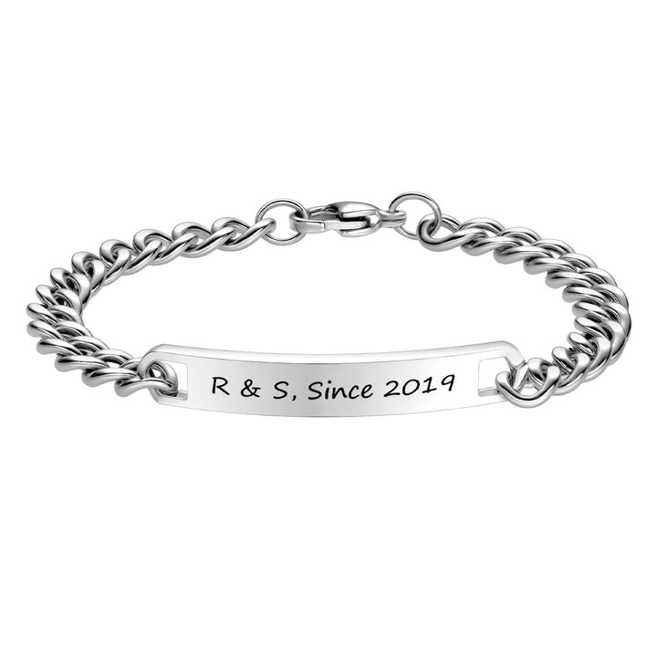 Gepersonaliseerde Zilver Schakel Armband voor Mannen 7 mm | Gegraveerde Zilver Cubaanse Armband Heren met Naam - Remisia