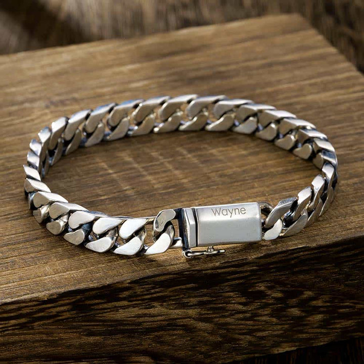Gepersonaliseerde Zilver 925 Schakel Armband Heren Dames | Zilver Cubaanse Armband Gegraveerde voor Mannen met Naam