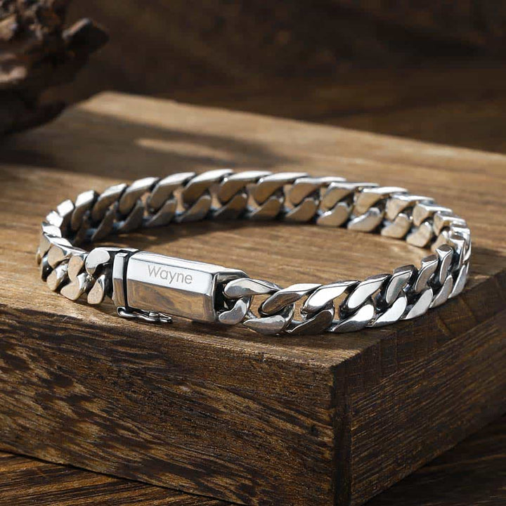 Gepersonaliseerde Zilver 925 Schakel Armband Heren Dames | Zilver Cubaanse Armband Gegraveerde voor Mannen met Naam