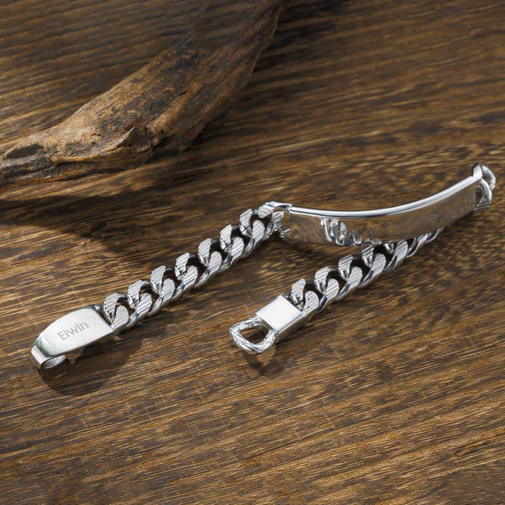 925 Zilver Schakel Armband Heren Gegraveerde 10 mm | Gepersonaliseerde Cubaanse Armband voor Mannen met Naam - Remisia