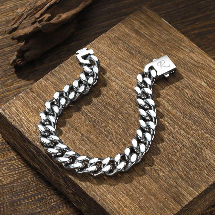 Zilver Schakel Armband Heren Gepersonaliseerde 10 mm | Gegraveerde Zilver 925 Cubaanse Armband voor Mannen met Naam