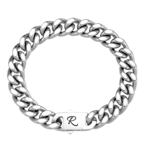 Zilver Schakel Armband Heren Gepersonaliseerde 10 mm | Gegraveerde Zilver 925 Cubaanse Armband voor Mannen met Naam