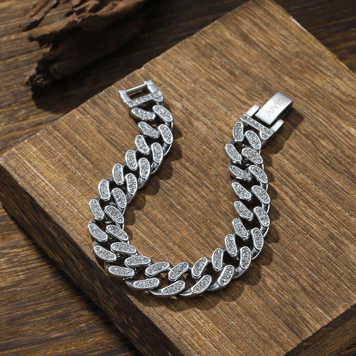 Zilver 925 Cubaanse Armband Gegraveerde Mannen met Naam | 12 mm Gepersonaliseerde Zilver Schakel Armband Heren - Remisia