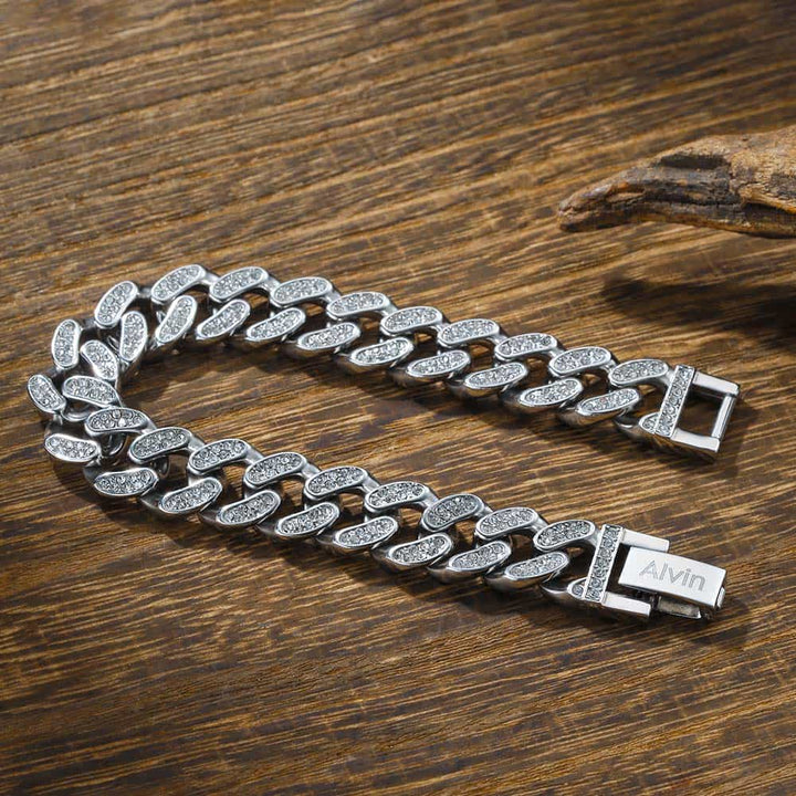 Zilver 925 Cubaanse Armband Gegraveerde Mannen met Naam | 12 mm Gepersonaliseerde Zilver Schakel Armband Heren - Remisia