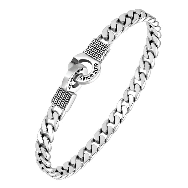 Zilver Handboeien Armband Gepersonaliseerde Dames 6 mm | Vrouw Cubaanse Armband Gegraveerde Mannen met Naam - Remisia