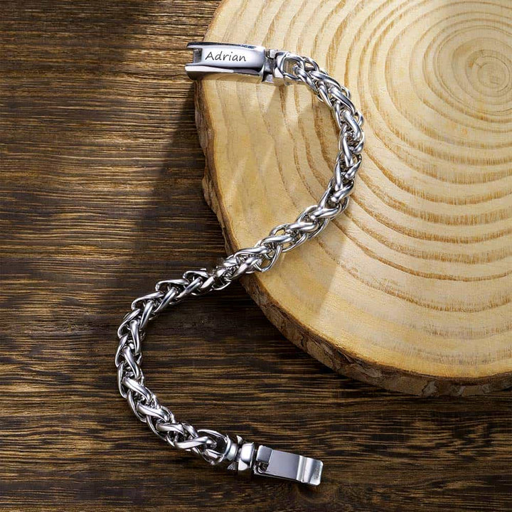 Gepersonaliseerde Zilver Armband voor Mannen met Naam 9 mm | Gegraveerde Heren Schakel Armband Zilver 925 - Remisia
