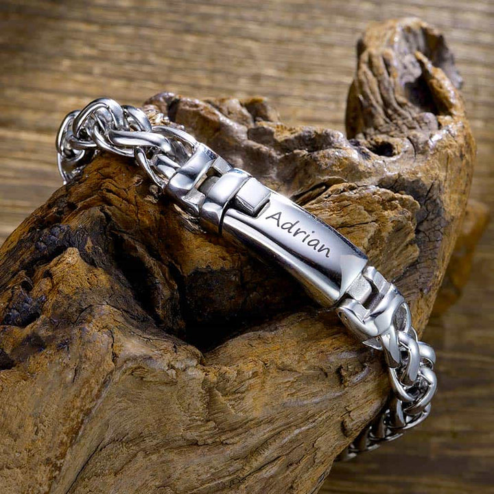 Gepersonaliseerde Zilver Armband voor Mannen met Naam 9 mm | Gegraveerde Heren Schakel Armband Zilver 925 - Remisia