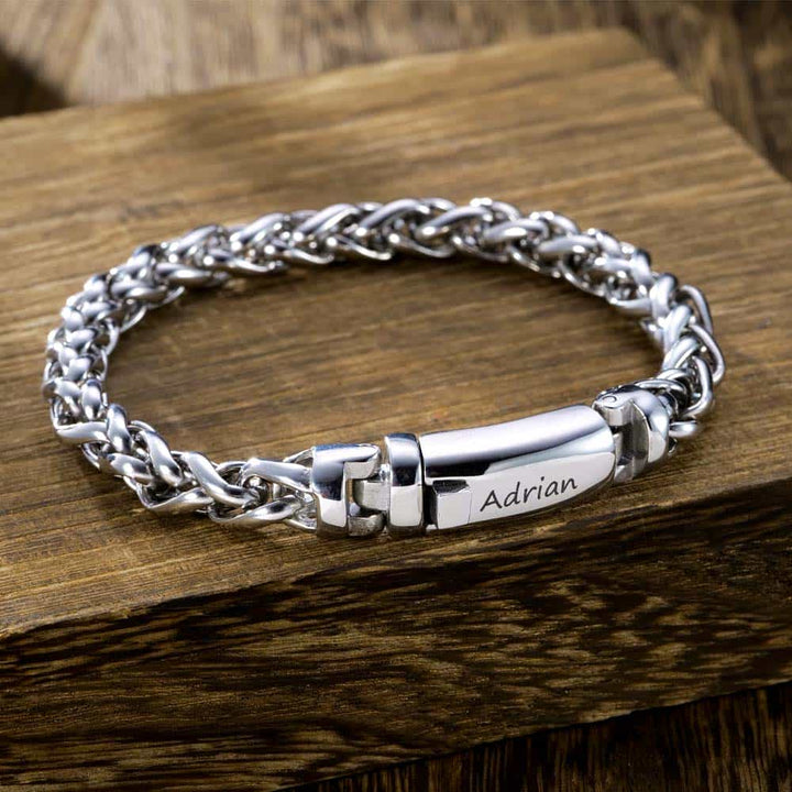 Gepersonaliseerde Zilver Armband voor Mannen met Naam 9 mm | Gegraveerde Heren Schakel Armband Zilver 925 - Remisia