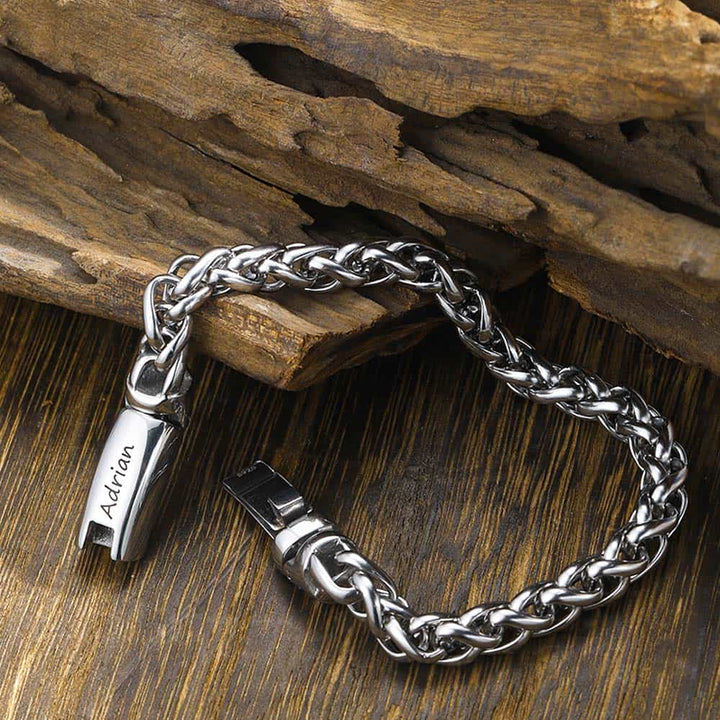 Gepersonaliseerde Zilver Armband voor Mannen met Naam 9 mm | Gegraveerde Heren Schakel Armband Zilver 925 - Remisia