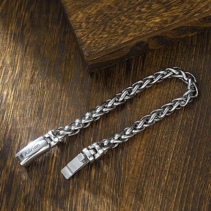 Gepersonaliseerde Zilver Armband voor Mannen met Naam 9 mm | Gegraveerde Heren Schakel Armband Zilver 925 - Remisia
