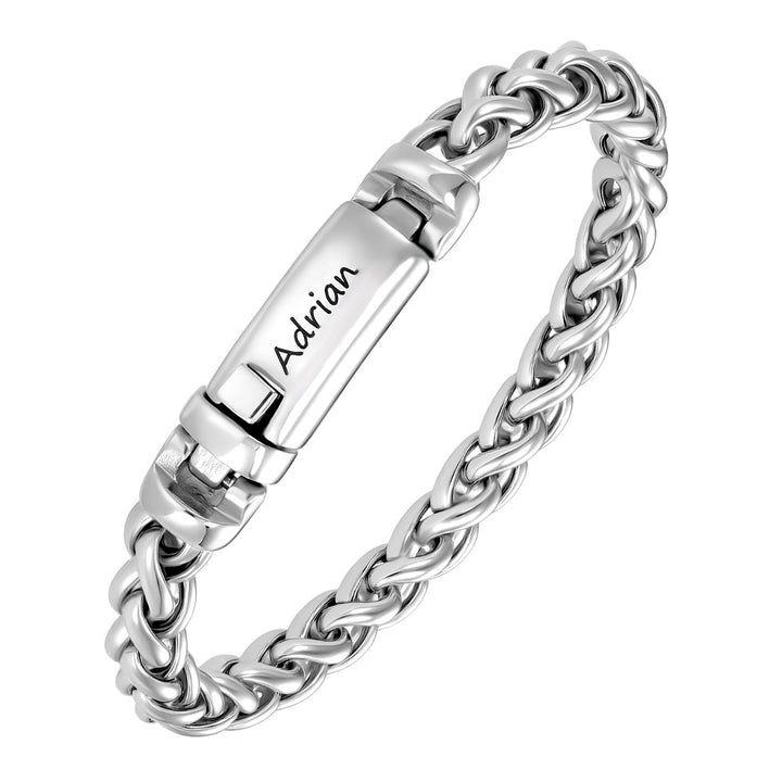 Gepersonaliseerde Zilver Armband voor Mannen met Naam 9 mm | Gegraveerde Heren Schakel Armband Zilver 925 - Remisia