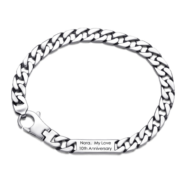 7 mm Zilver Schakel Armband Gegraveerde