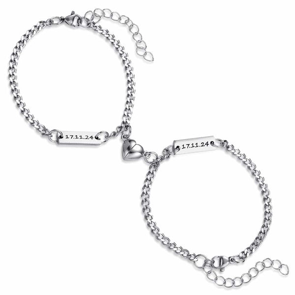 3 mm Gegraveerde Zilver Vriendschap Armbanden voor Koppels