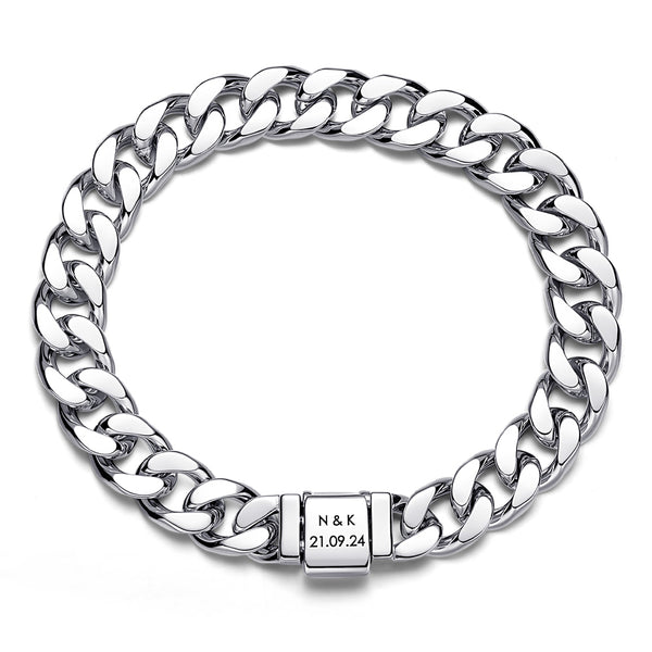Gepersonaliseerde Zilver Schakel Armband Heren