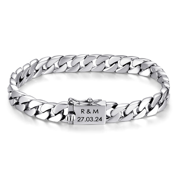925 Zilver Schakel Armband Heren Gegraveerde