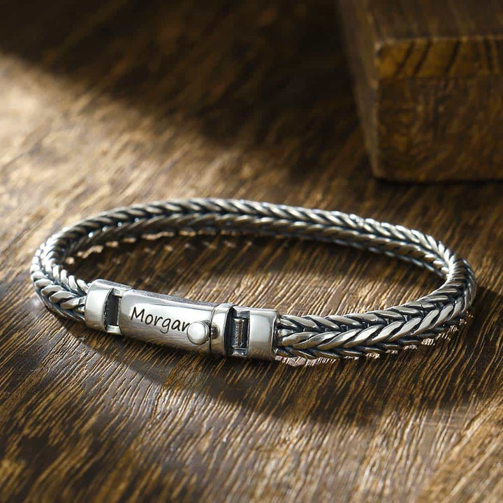 Gevlochten Zilver Heren Dames Armband Gegraveerde 6.5 mm | Gepersonaliseerde Zilver 925 Armband voor Mannen met Naam