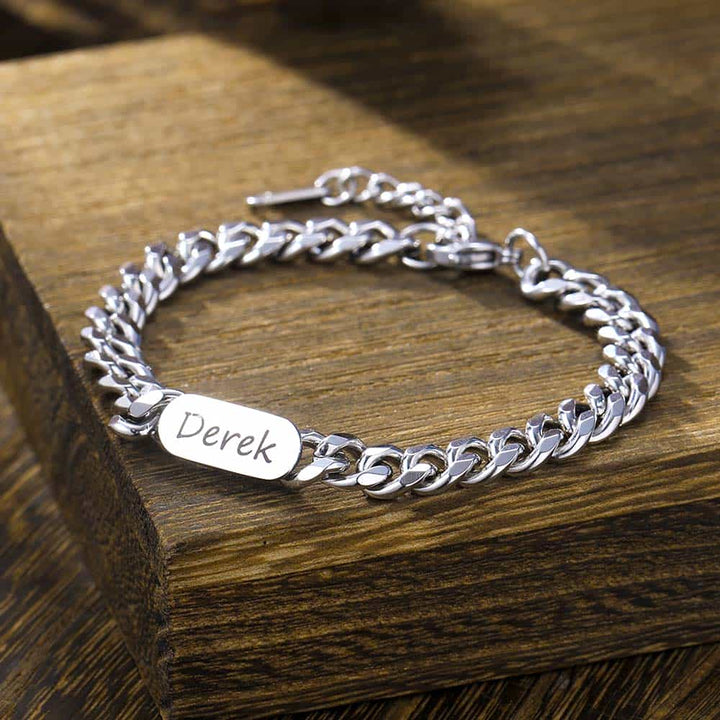 Dames Heren Zilver Schakel Armband met Naam 6 mm | Zilver 925 Gegraveerde Cubaanse Armband Gepersonaliseerde voor Mannen