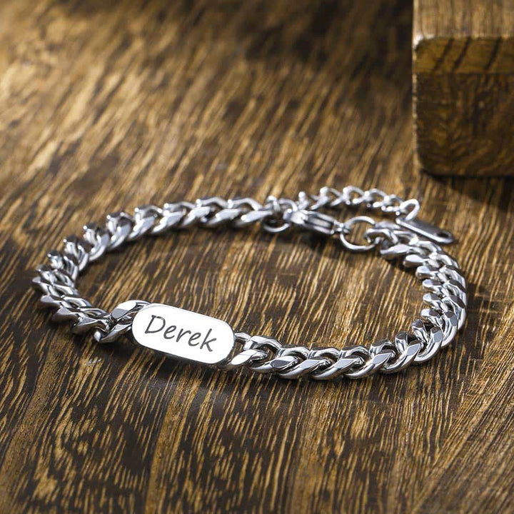 Dames Heren Zilver Schakel Armband met Naam 6 mm | Zilver 925 Gegraveerde Cubaanse Armband Gepersonaliseerde voor Mannen
