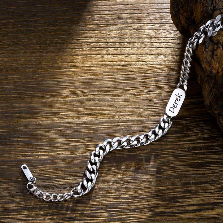 Dames Heren Zilver Schakel Armband met Naam 6 mm | Zilver 925 Gegraveerde Cubaanse Armband Gepersonaliseerde voor Mannen