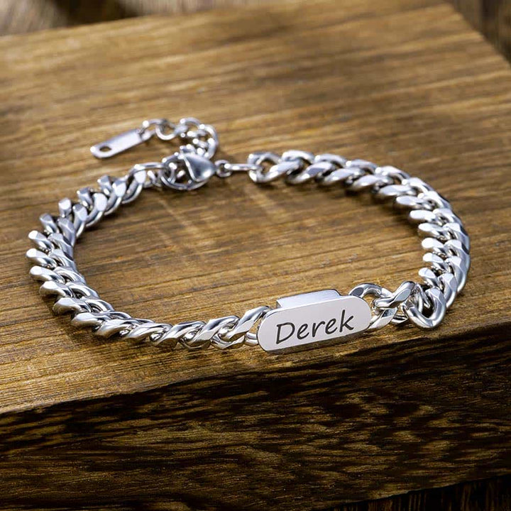 Dames Heren Zilver Schakel Armband met Naam 6 mm | Zilver 925 Gegraveerde Cubaanse Armband Gepersonaliseerde voor Mannen