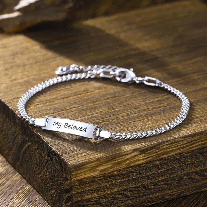 Dames Zilver Schakel Armband Gegraveerde met Naam 3 mm | Gepersonaliseerde Armband Vrouw Zilver 925 - Remisia