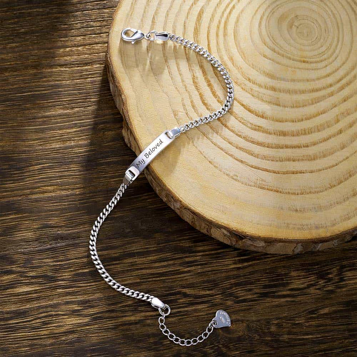 Dames Zilver Schakel Armband Gegraveerde met Naam 3 mm | Gepersonaliseerde Armband Vrouw Zilver 925 - Remisia