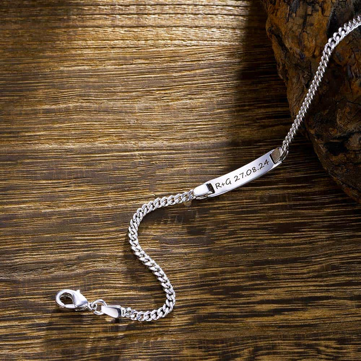 Dames Zilver Schakel Armband Gegraveerde met Naam 3 mm | Gepersonaliseerde Armband Vrouw Zilver 925 - Remisia