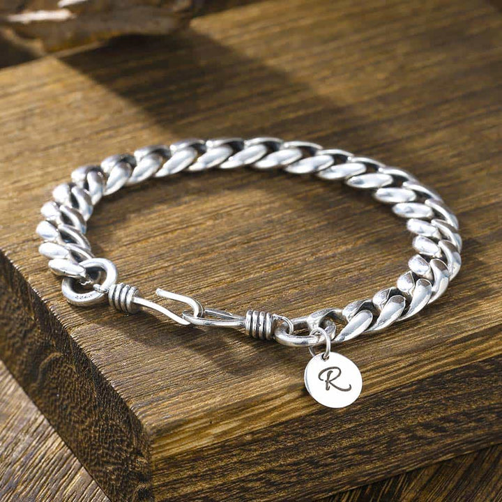Gepersonaliseerde Zilver Schakel Armband voor Mannen 9 mm | Gegraveerde Zilver Cubaanse Armband Heren Dames met Initiaal