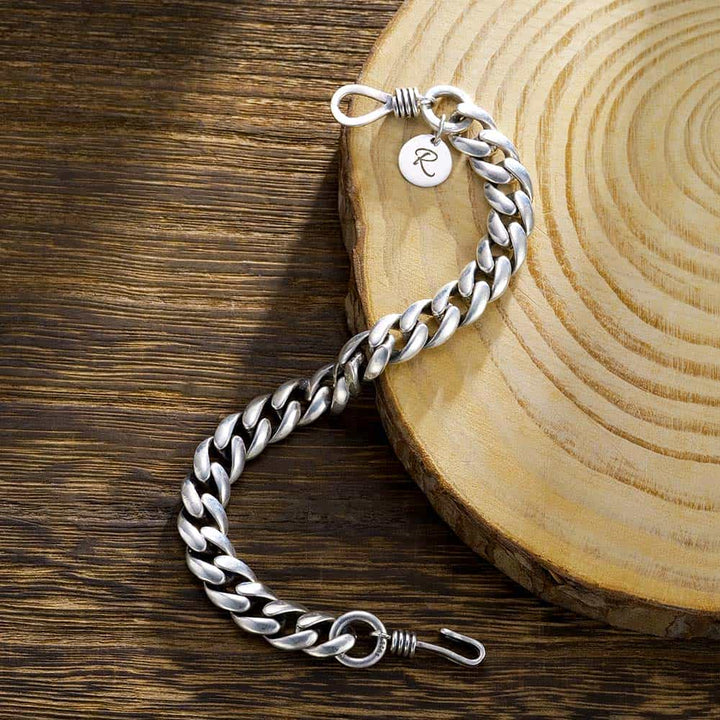 Gepersonaliseerde Zilver Schakel Armband voor Mannen 9 mm | Gegraveerde Zilver Cubaanse Armband Heren Dames met Initiaal