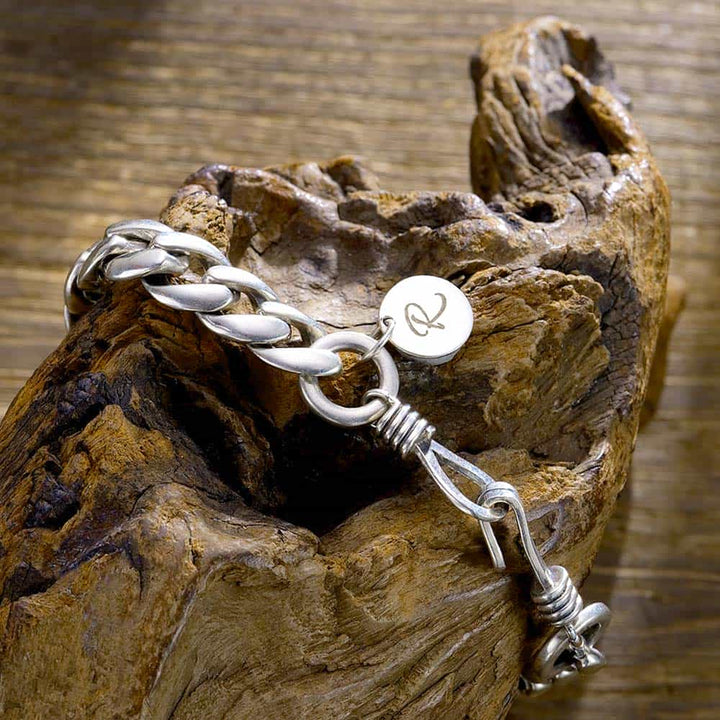 Gepersonaliseerde Zilver Schakel Armband voor Mannen 9 mm | Gegraveerde Zilver Cubaanse Armband Heren Dames met Initiaal