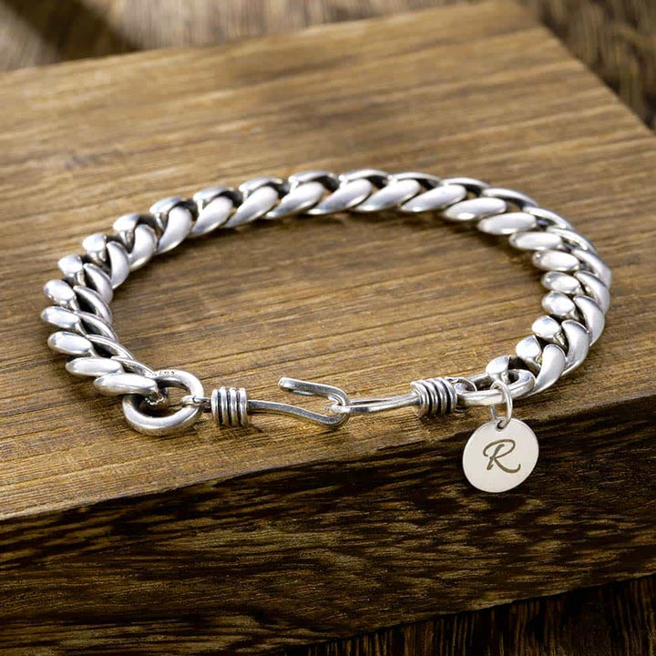 Gepersonaliseerde Zilver Schakel Armband voor Mannen 9 mm | Gegraveerde Zilver Cubaanse Armband Heren Dames met Initiaal