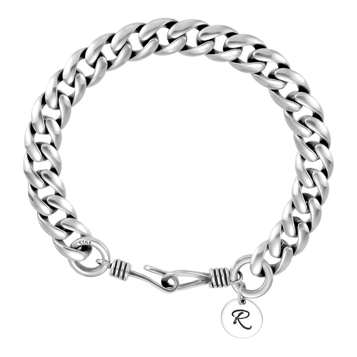 Gepersonaliseerde Zilver Schakel Armband voor Mannen 9 mm | Gegraveerde Zilver Cubaanse Armband Heren Dames met Initiaal