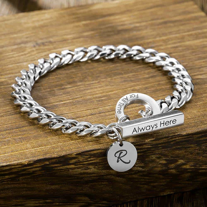 Gepersonaliseerde Zilver Schakel Armband met Bar en Tag | Matching Koppel Armbanden Gegraveerde Man en Vrouw - Remisia