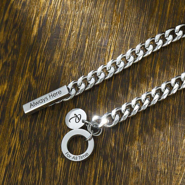 Gepersonaliseerde Zilver Schakel Armband met Bar en Tag | Matching Koppel Armbanden Gegraveerde Man en Vrouw - Remisia