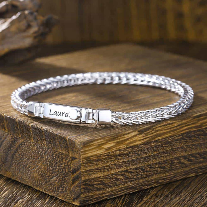 Zilver Vossenstaart Armband Damen Gepersonaliseerde 4 mm | 925 Zilver Heren Armband Gegraveerde Vrouw met Naam - Remisia
