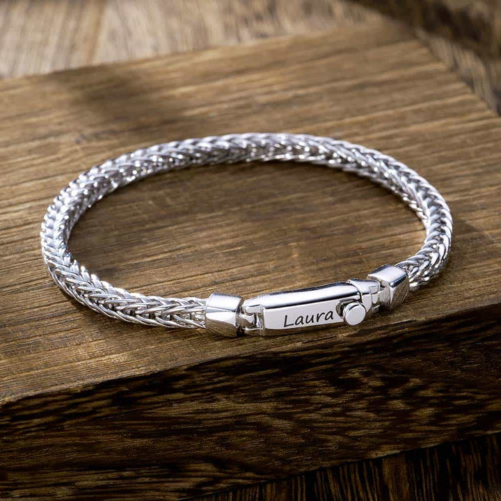 Zilver Vossenstaart Armband Damen Gepersonaliseerde 4 mm | 925 Zilver Heren Armband Gegraveerde Vrouw met Naam - Remisia