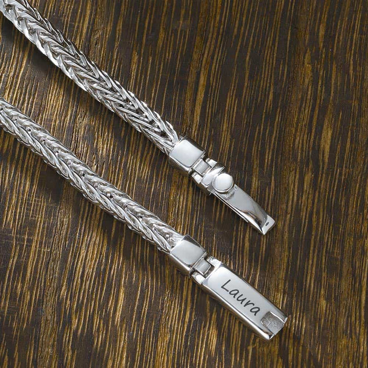 Zilver Vossenstaart Armband Damen Gepersonaliseerde 4 mm | 925 Zilver Heren Armband Gegraveerde Vrouw met Naam - Remisia