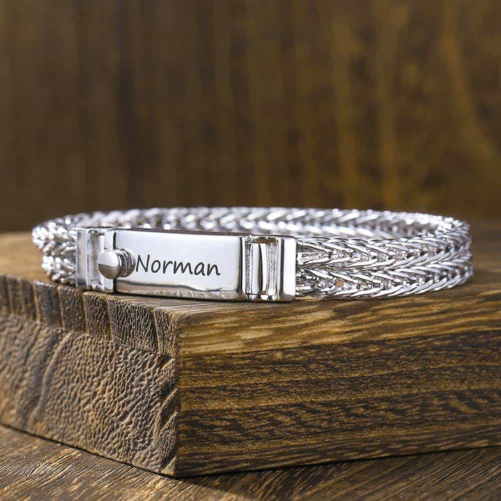 Zilver Vossenstaart Armband Heren Gepersonaliseerde 8 mm | 925 Zilver Armband Gegraveerde voor Mannen met Naam - Remisia