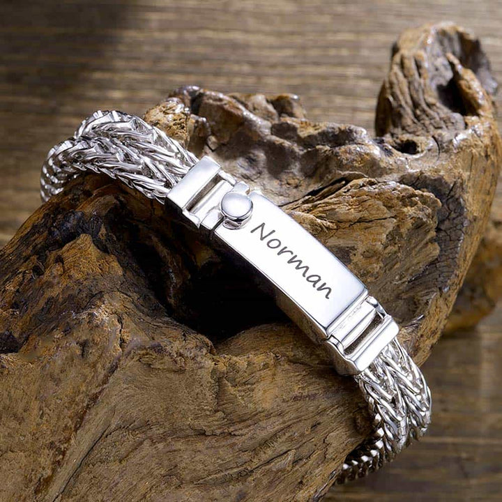 Zilver Vossenstaart Armband Heren Gepersonaliseerde 8 mm | 925 Zilver Armband Gegraveerde voor Mannen met Naam - Remisia