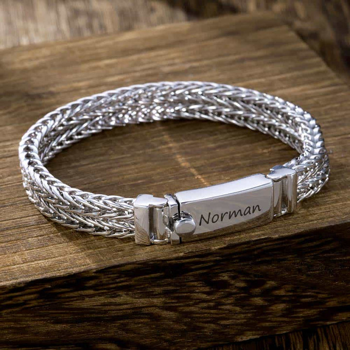 Zilver Vossenstaart Armband Heren Gepersonaliseerde 8 mm | 925 Zilver Armband Gegraveerde voor Mannen met Naam - Remisia